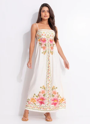 Farm - Vestido Longo Carolina Bege - FARM