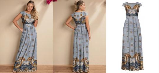 Vestido Longo Cashmere Bege com Manguinhas