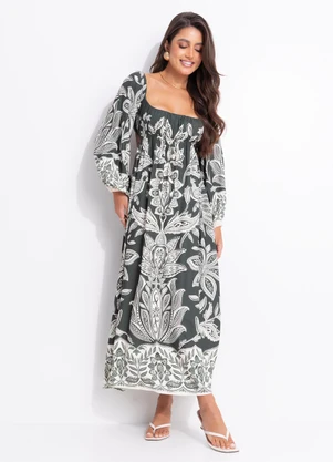 Farm - Vestido Longo Céu de Arara Verde - FARM