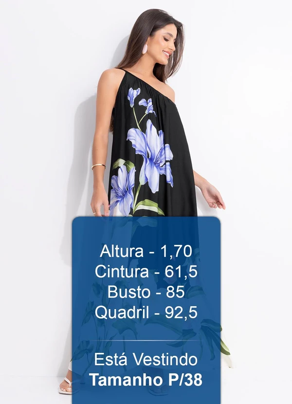 Farm - Vestido Longo Céu de Flor Preto 5