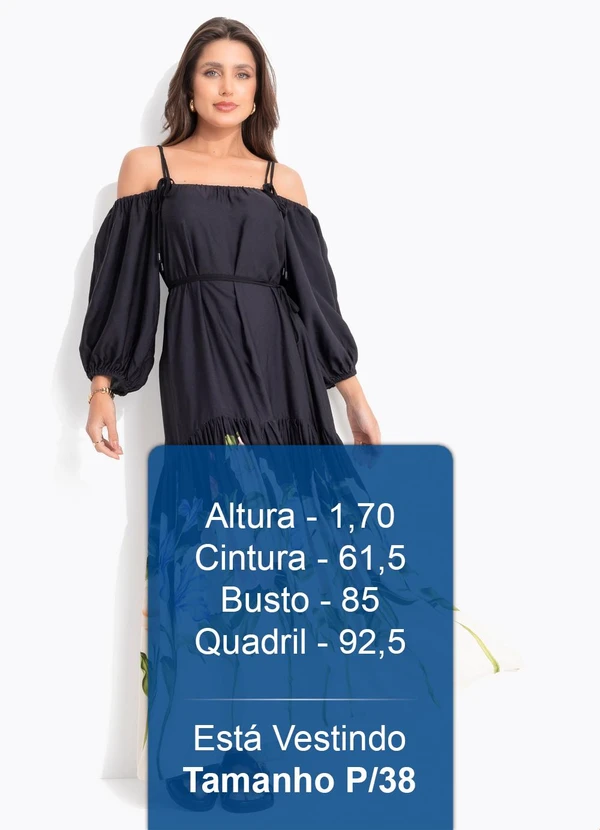 Farm - Vestido Longo Céu de Flor Preto 6