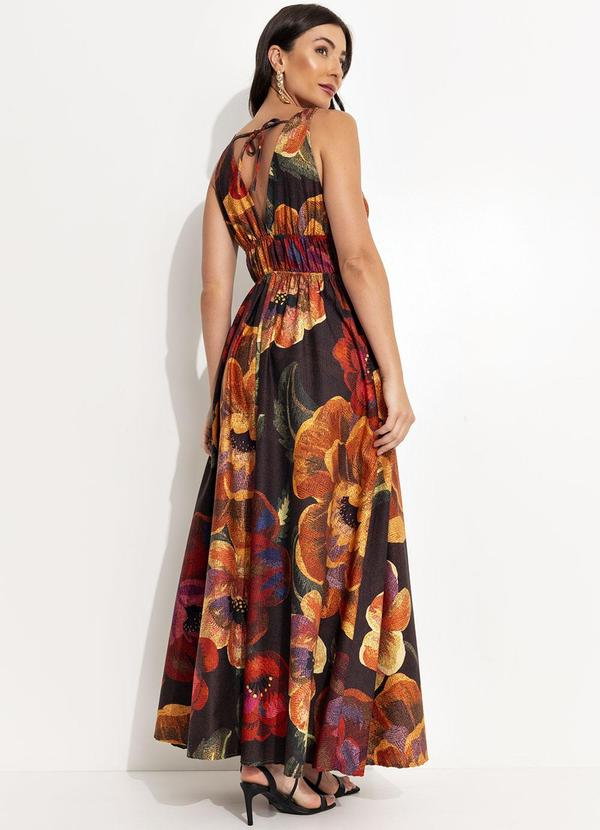 Farm - Vestido Longo Chita Bacana Marrom 2