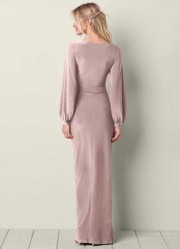 bonprix - Vestido Longo com Abertura Rosê 2