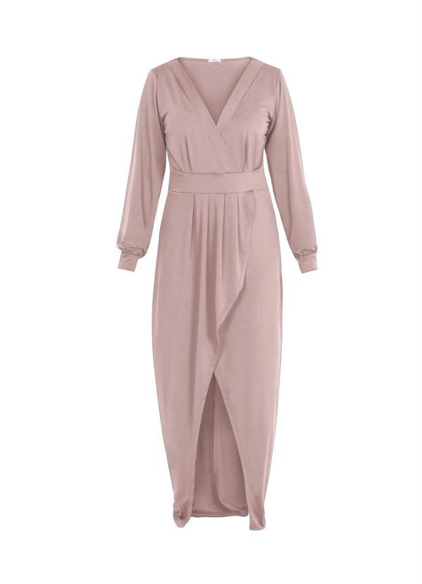 bonprix - Vestido Longo com Abertura Rosê 5