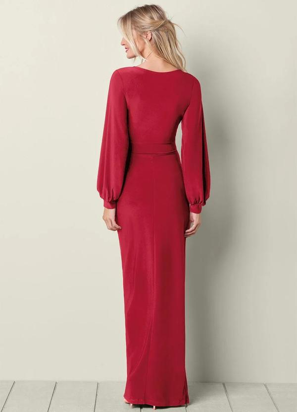 bonprix - Vestido Longo com Abertura Vermelha 2