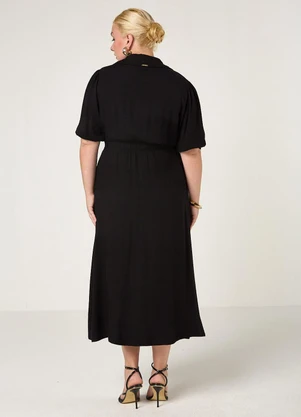 Elegance - Vestido Longo com Amarração Cintura Preto - ELEGANCE