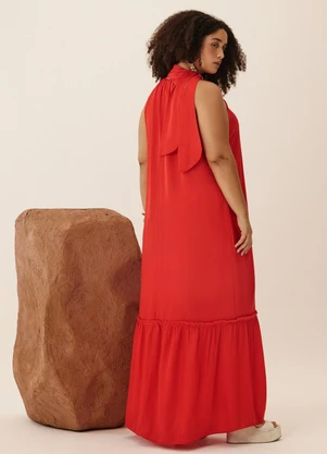 Elegance - Vestido Longo com Amarração Vermelho Red Pepper - ELEGANCE