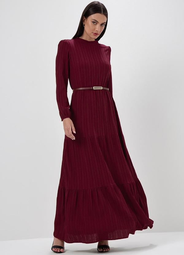 Principessa - Vestido Longo com Babados Bordô Tatiane 3