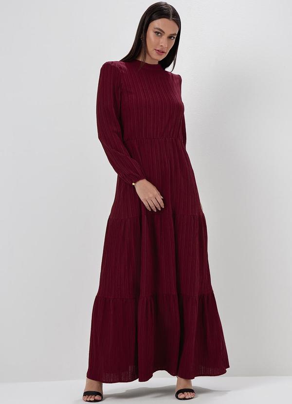 Principessa - Vestido Longo com Babados Bordô Tatiane 4