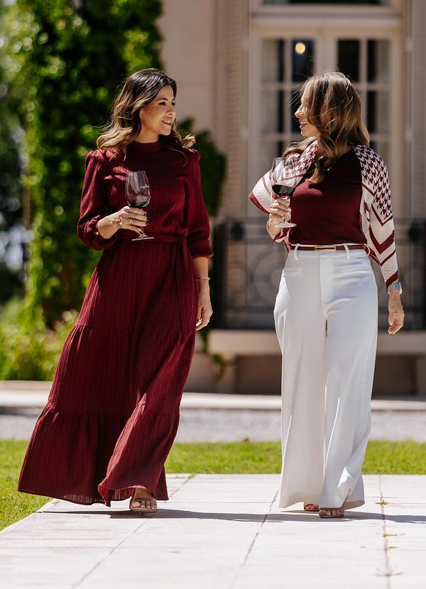 Principessa - Vestido Longo com Babados Bordô Tatiane 5