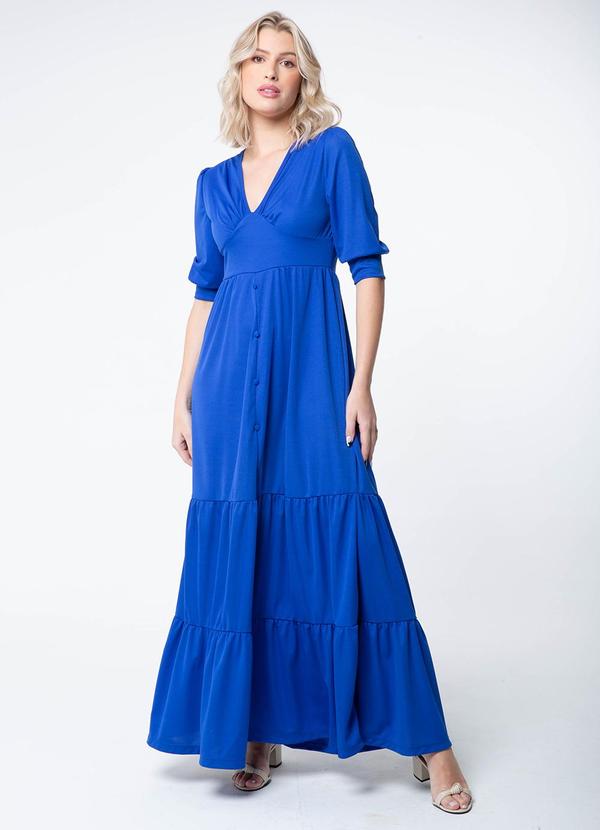 Misiss - Vestido Longo com Babados Naomi Azul 3