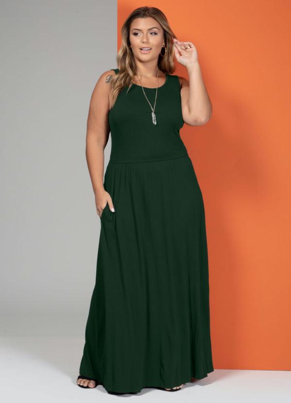 Quintess - Vestido Longo com Bolsos Verde 3