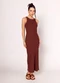 Sofie - Vestido Longo com Decote Nadador Marrom - variação: Marrom