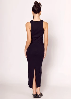 Sofie - Vestido Longo com Decote Nadador Marrom - SOFIE