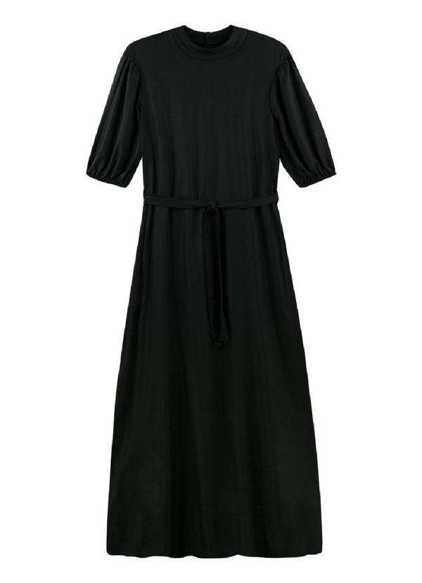 Rezzato - Vestido Longo com Fenda Feminino Preto