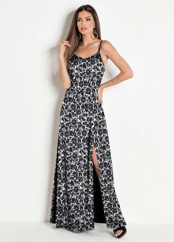 Vestido Floral Vestido Longo Preto Viscose Vestido Viscose Vestido