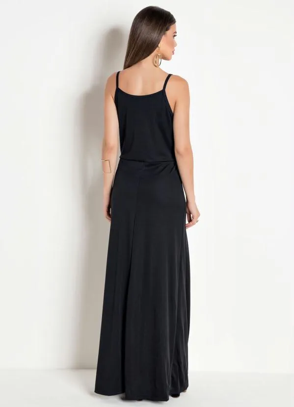 Moda Pop - Vestido Longo com Fenda Preta 2