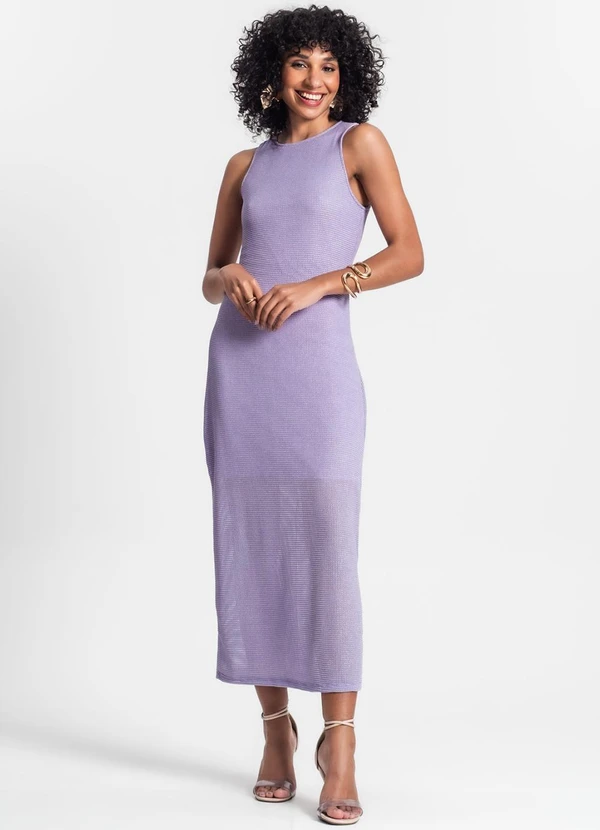 Rovitex - Vestido Longo com Fenda Roxo