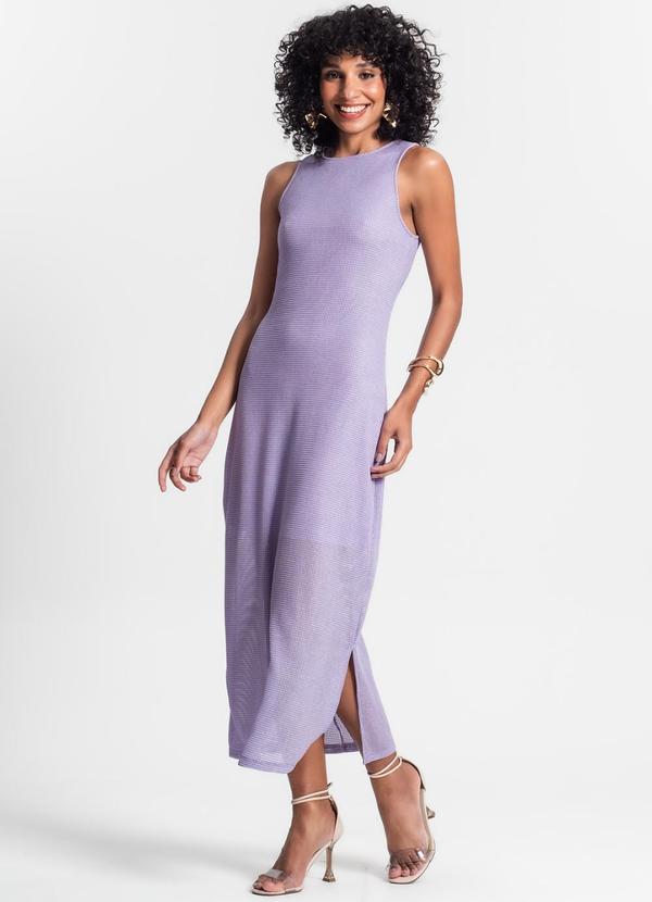 Rovitex - Vestido Longo com Fenda Roxo 3