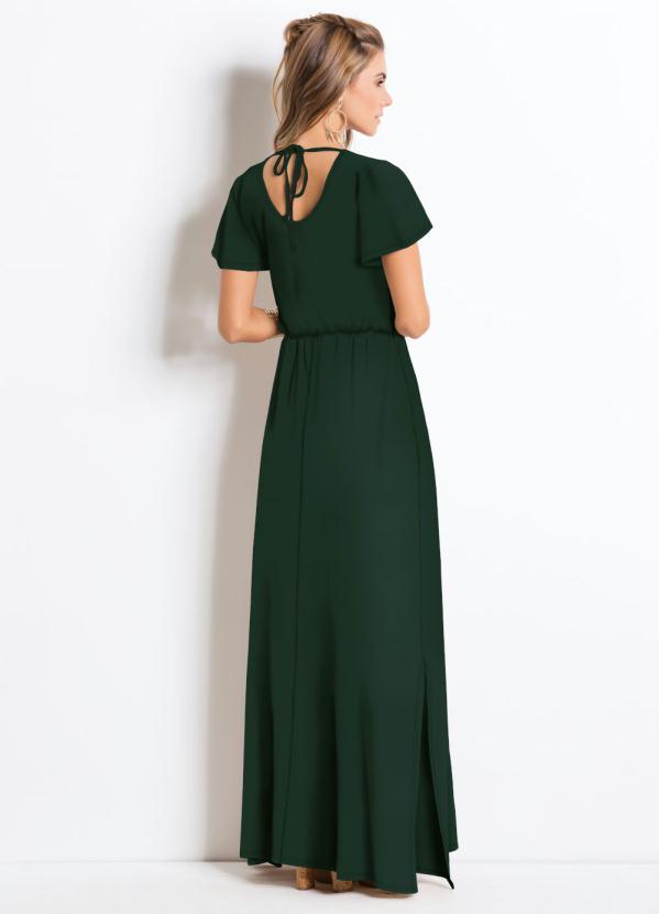 Quintess - Vestido Longo com Fendas Verde 2