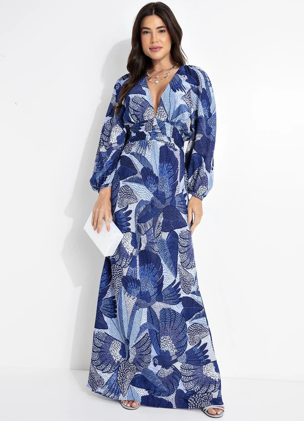 Vestido Longo Vestido Paete Farm Farm Vestido Longo Com Manga