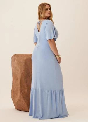 Elegance - Vestido Longo com Manga Sino Azul Serenity - ELEGANCE