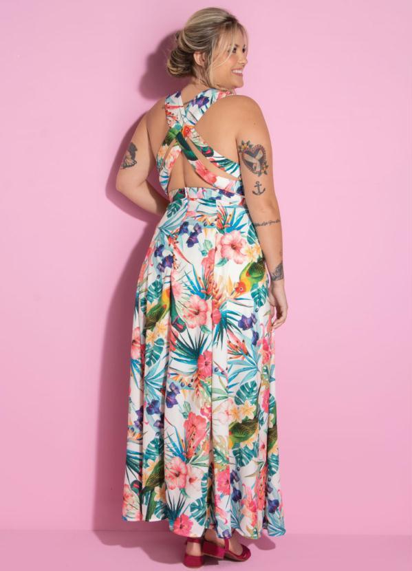 Quintess - Vestido Longo com Transpasse e Tiras Pássaros 4