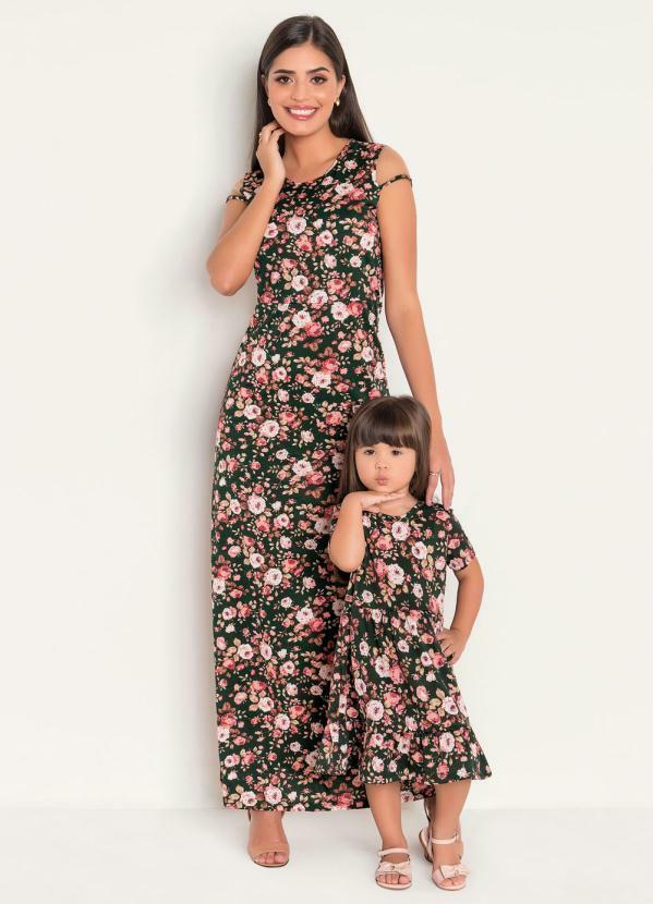 Outlet - Vestido Longo com Tule Floral Moda Evangélica 3