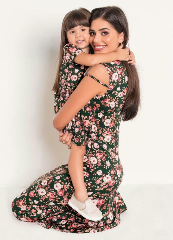 Outlet - Vestido Longo com Tule Floral Moda Evangélica 4