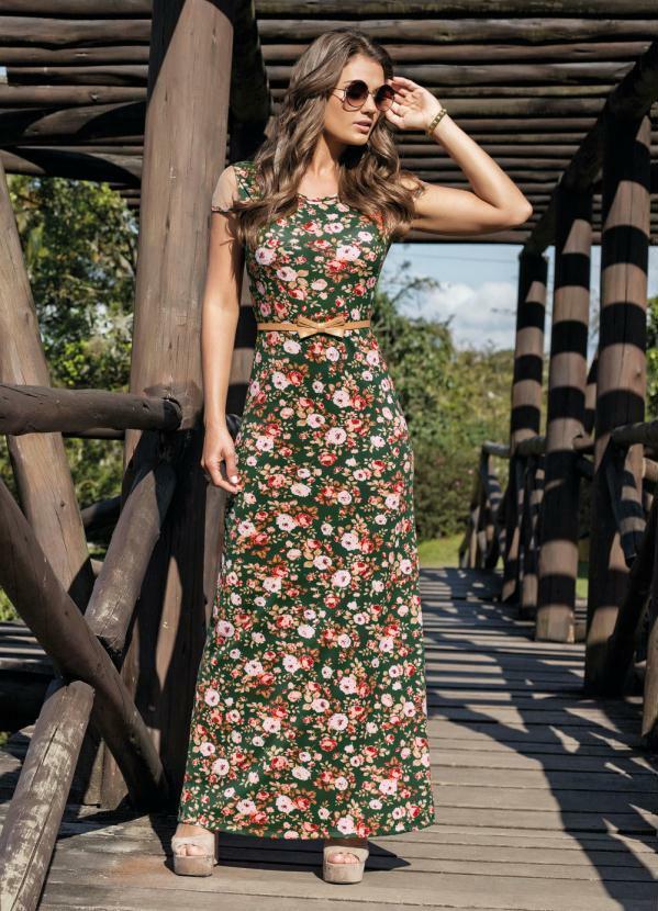Outlet - Vestido Longo com Tule Floral Moda Evangélica 6