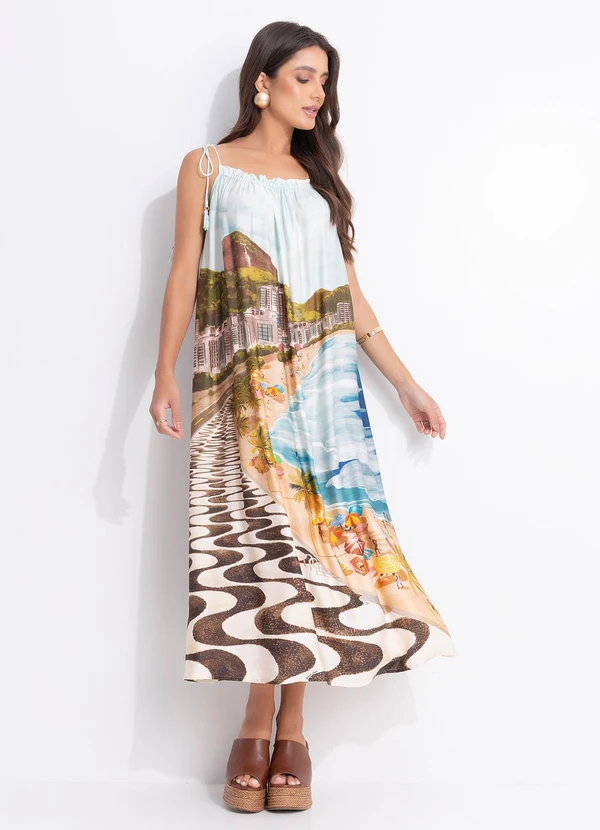 Farm - Vestido Longo Copacabana Verde