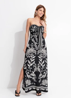 Farm - Vestido Longo Coqueiro Sereno Preto - FARM