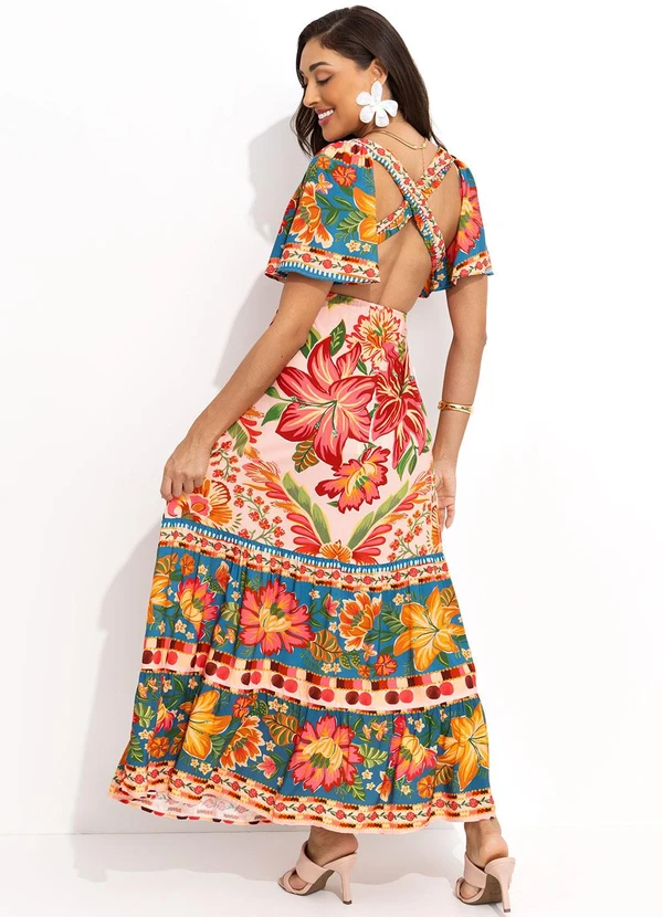 Farm - Vestido Longo Cor da Flor Rosa 2