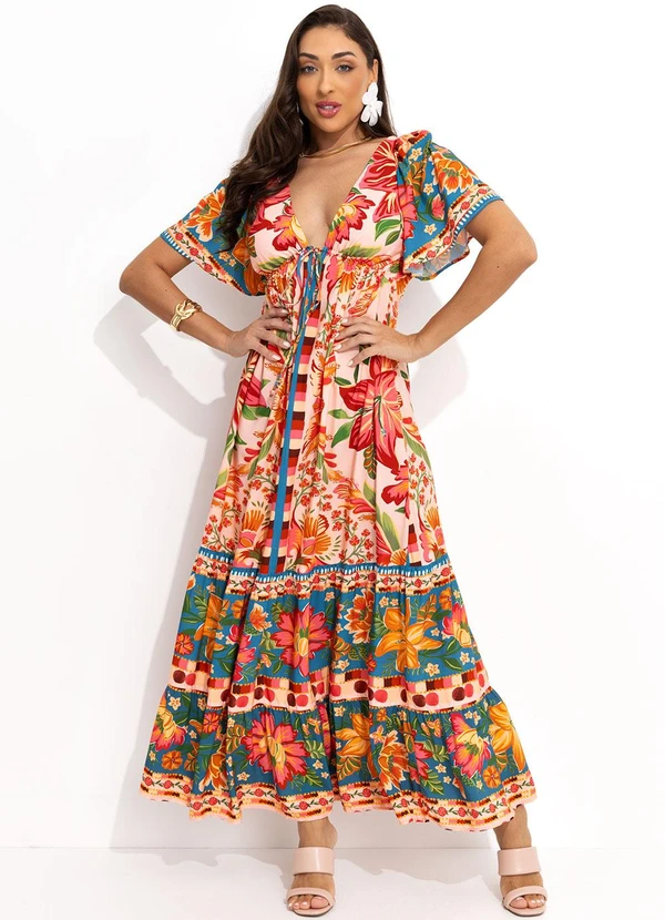 Farm - Vestido Longo Cor da Flor Rosa 3