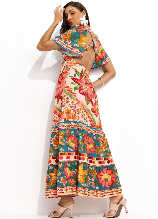 Farm - Vestido Longo Cor da Flor Rosa 4