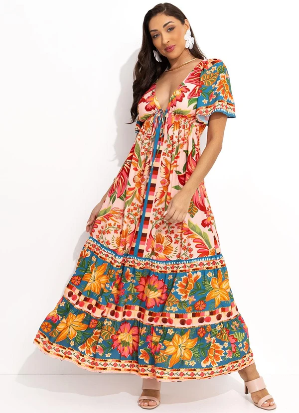 Farm - Vestido Longo Cor da Flor Rosa 6