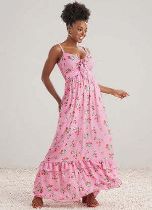 Angel Vestido Longo Crepe Estampado