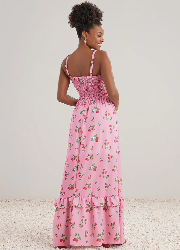 Angel Vestido Longo Crepe Estampado