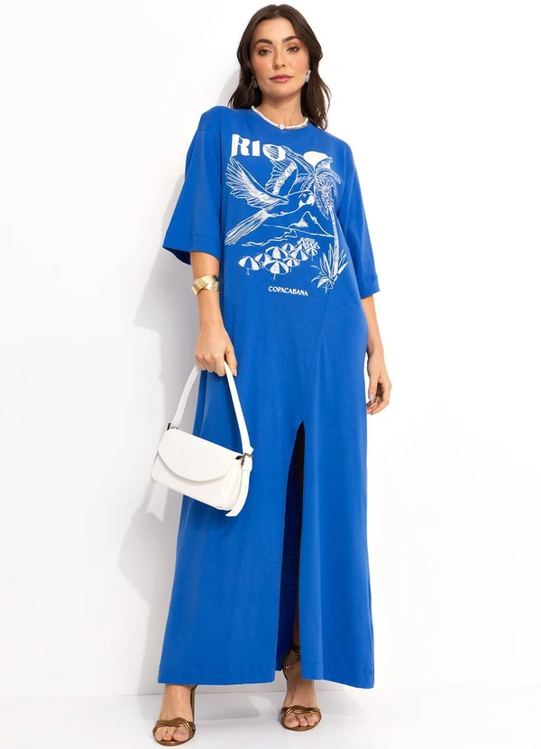 Farm - Vestido Longo Cropped Azul 8