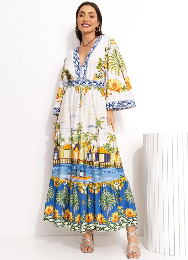 Farm - Vestido Longo Cropped  Off White 3