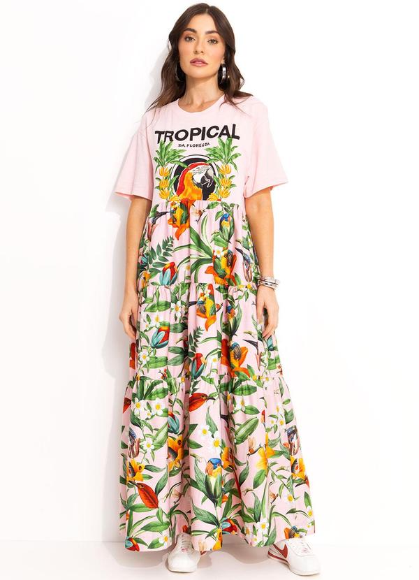 Farm - Vestido Longo Cropped Rosa