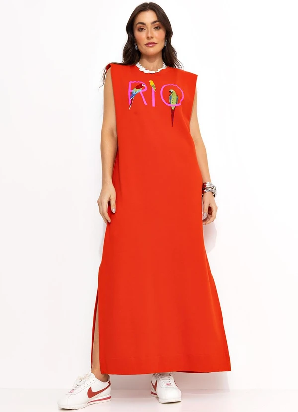 Farm - Vestido Longo Cropped Vermelho 11