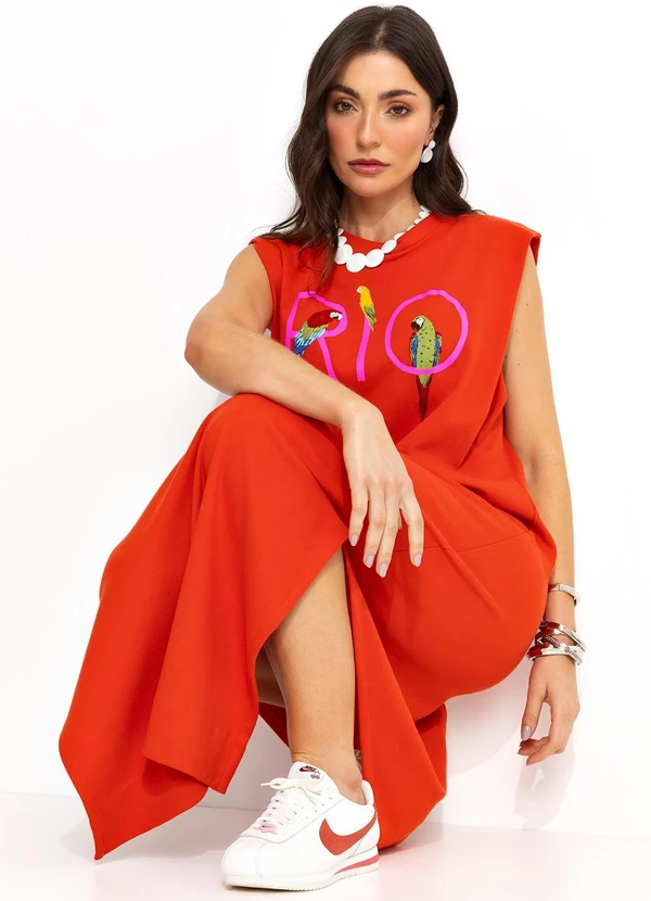 Farm - Vestido Longo Cropped Vermelho 13