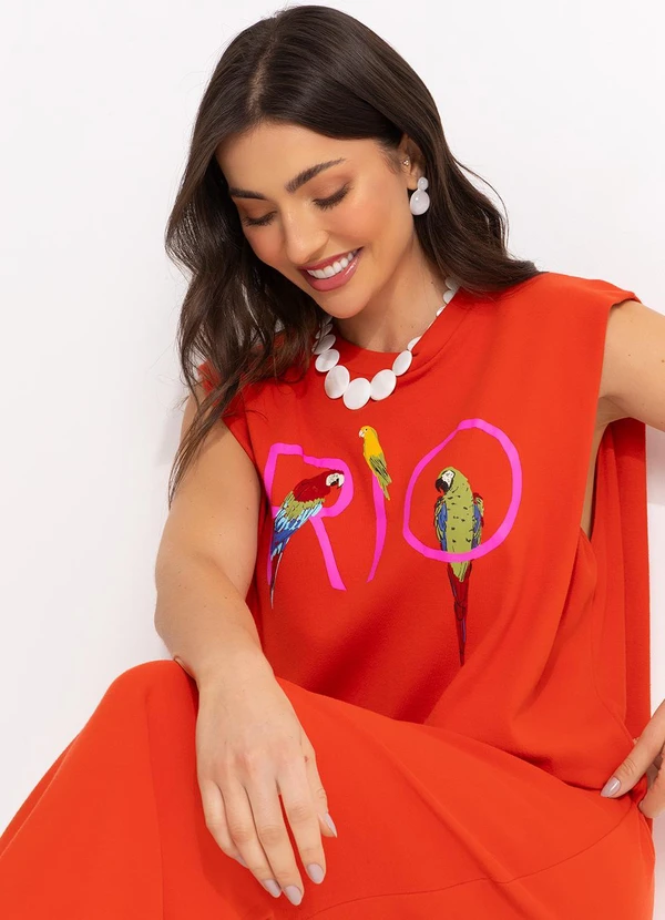 Farm - Vestido Longo Cropped Vermelho 14