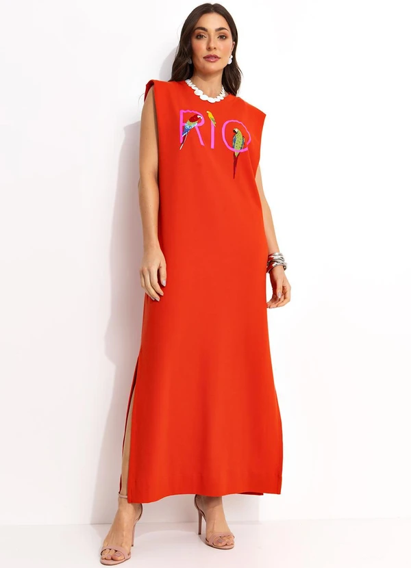 Farm - Vestido Longo Cropped Vermelho 8