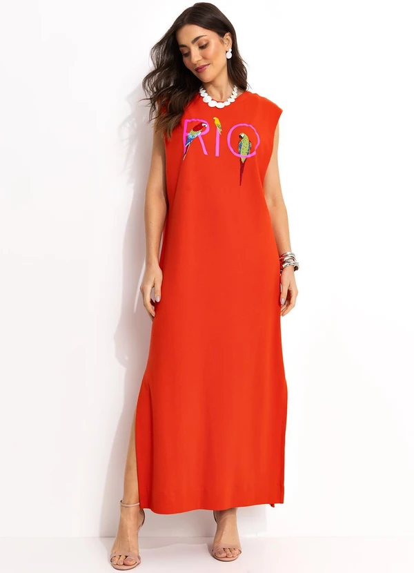Farm - Vestido Longo Cropped Vermelho 10