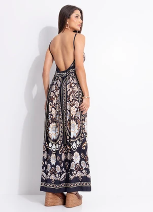 Farm - Vestido Longo Daniela Preto - FARM