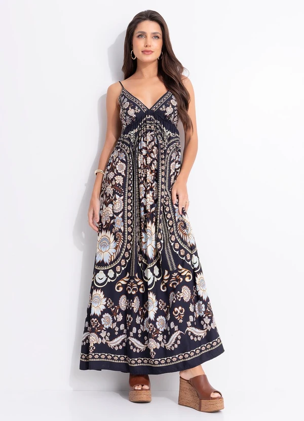 Farm - Vestido Longo Daniela Preto