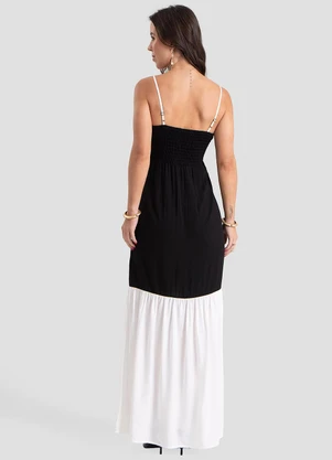 Dianna - Vestido Longo de Alça e Decote em V Preto - DIANNA