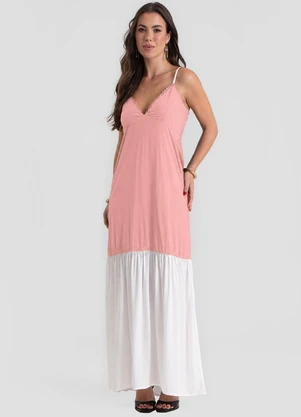 Dianna - Vestido Longo de Alça e Decote em V Rosa - DIANNA